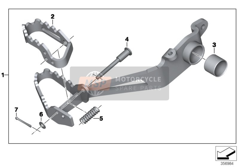 BMW R 1200 GS (0A01, 0A11) 2015 Pedal del freno ajustable para un 2015 BMW R 1200 GS (0A01, 0A11)