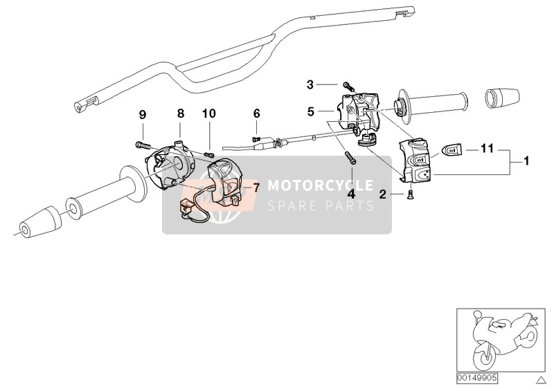 BMW G 650 GS 09 (0180) 2009 Gecombineerde schakelaar aan stuurhendel voor een 2009 BMW G 650 GS 09 (0180)