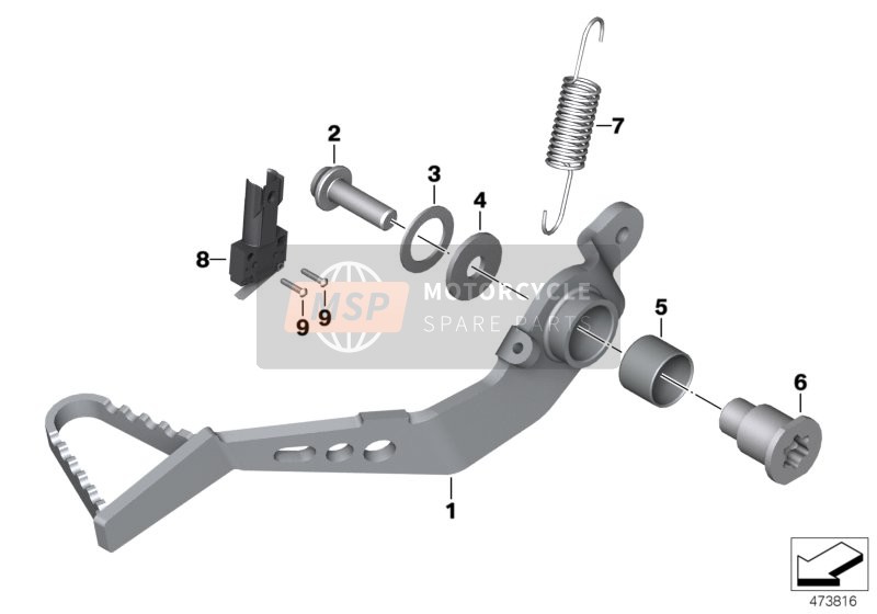 BMW R nineT Urban G/S (0J41, 0J43) 2019 BRAKE PEDAL for a 2019 BMW R nineT Urban G/S (0J41, 0J43)