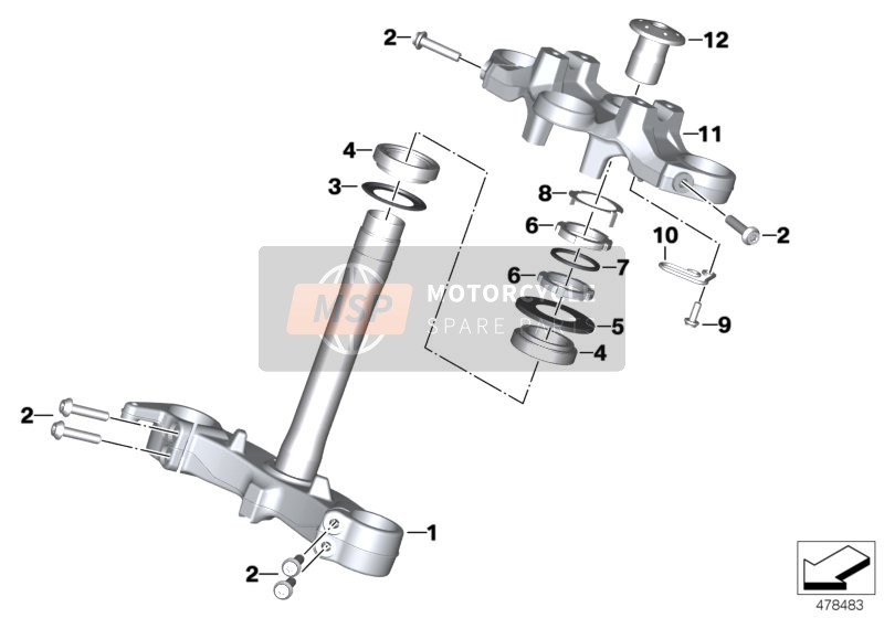 BMW F 750 GS (0B08, 0B18) 2017 FORK BRIDGE, BOTTOM / TOP para un 2017 BMW F 750 GS (0B08, 0B18)