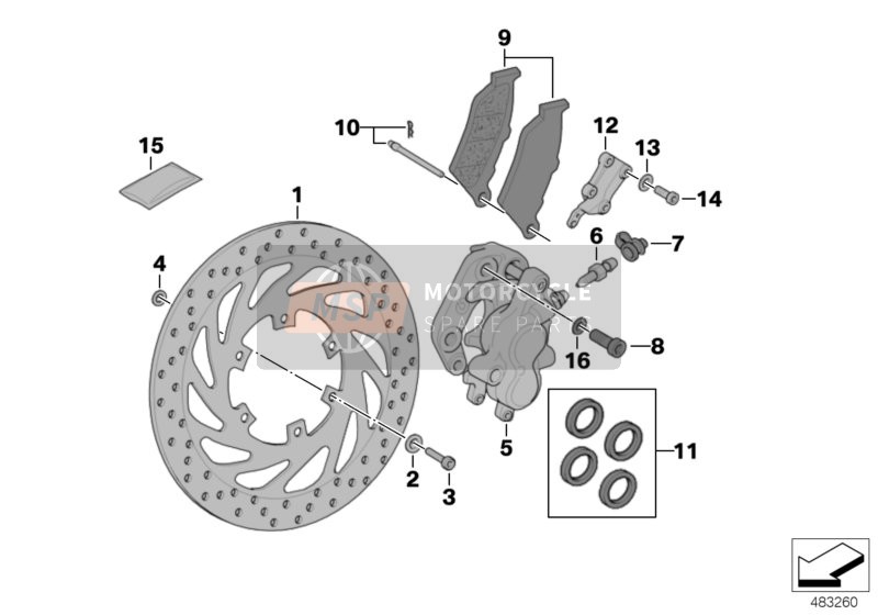 BMW G 650 GS 09 (0180) 2009 FRONT WHEEL BRAKE for a 2009 BMW G 650 GS 09 (0180)