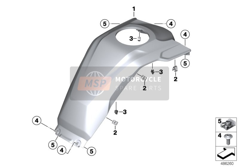 BMW F 750 GS (0B08, 0B18) 2018 Cache-réservoir central pour un 2018 BMW F 750 GS (0B08, 0B18)