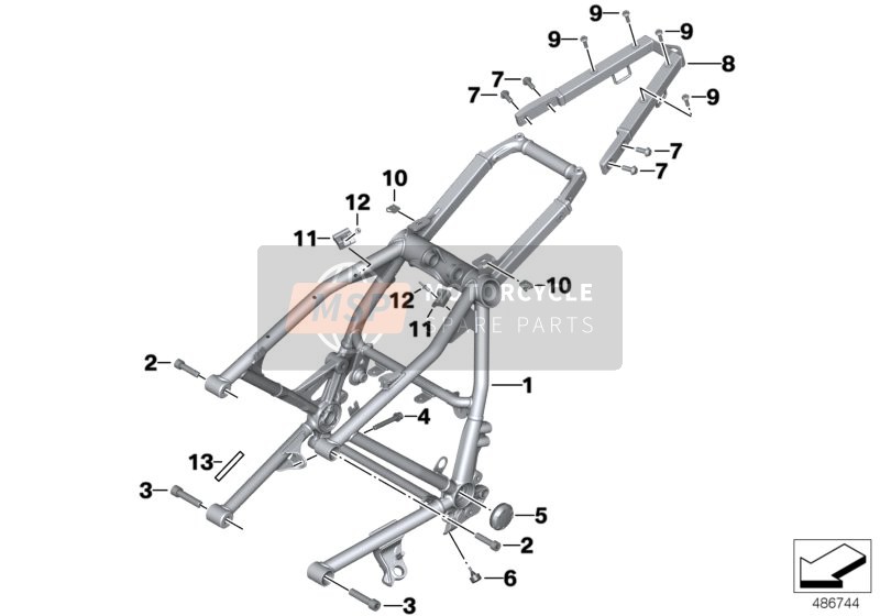 46511599235, Achterframe Met Vin, BMW, 0