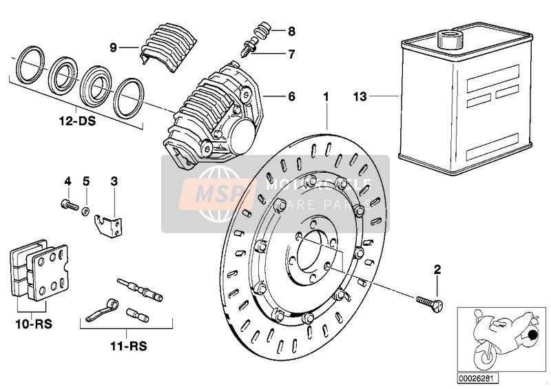 BMW K 100 88 (0521) 1989 DISC BRAKE, REAR für ein 1989 BMW K 100 88 (0521)