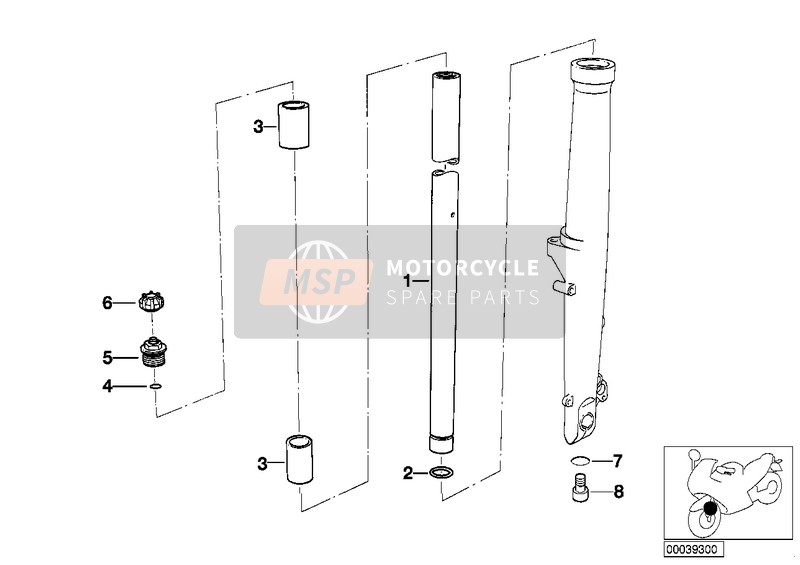 BMW R 1100 RS 93 (0411, 0416) 1993 Tube de fourche pour un 1993 BMW R 1100 RS 93 (0411, 0416)