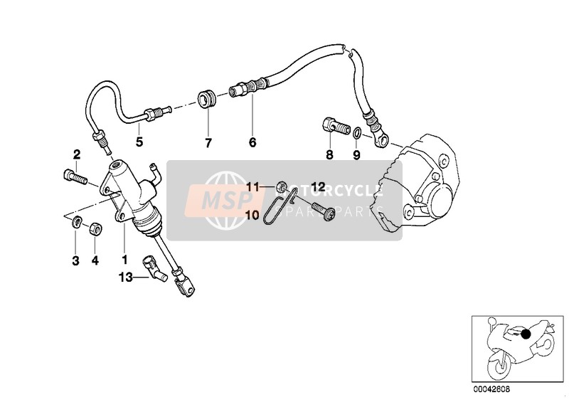 BMW R 1100 RS 93 (0411, 0416) 1992 REAR BRAKE MASTER CYLINDER for a 1992 BMW R 1100 RS 93 (0411, 0416)