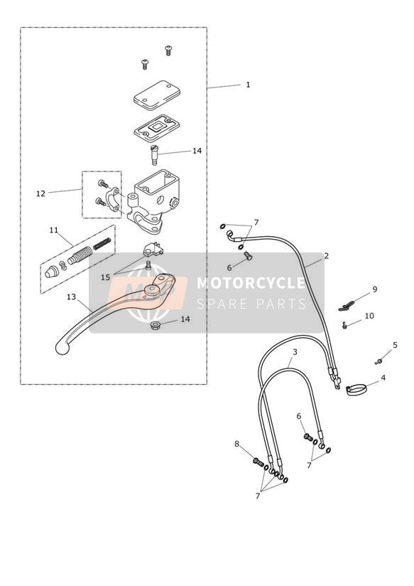 Front brake master cylinder and hoses