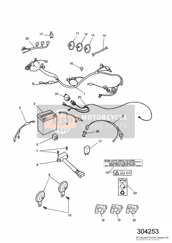 T2500805, Fuse, 30A, Triumph, 2
