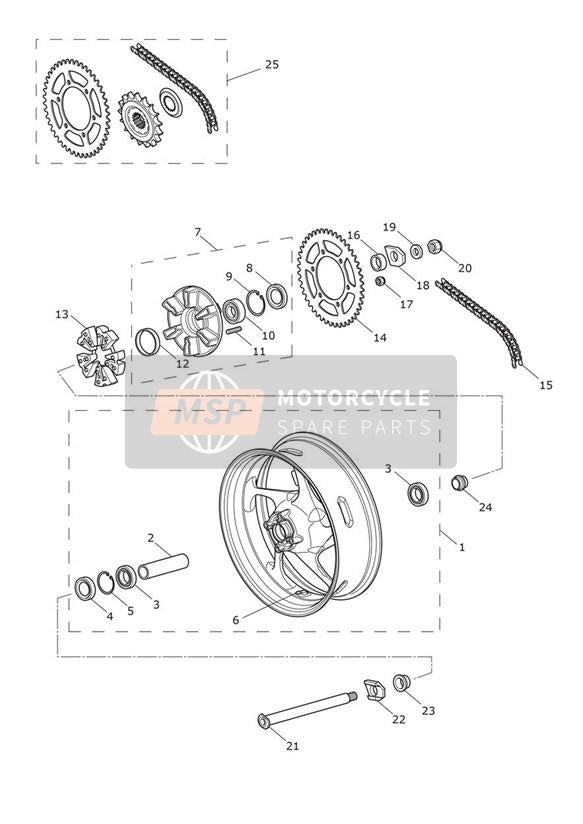 Roue arrière et transmission finale