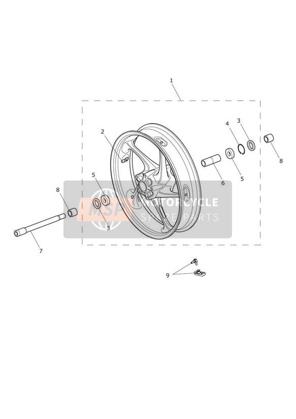 T2000395, Wheel Assy, Front, Red Pinstripe, Triumph, 0