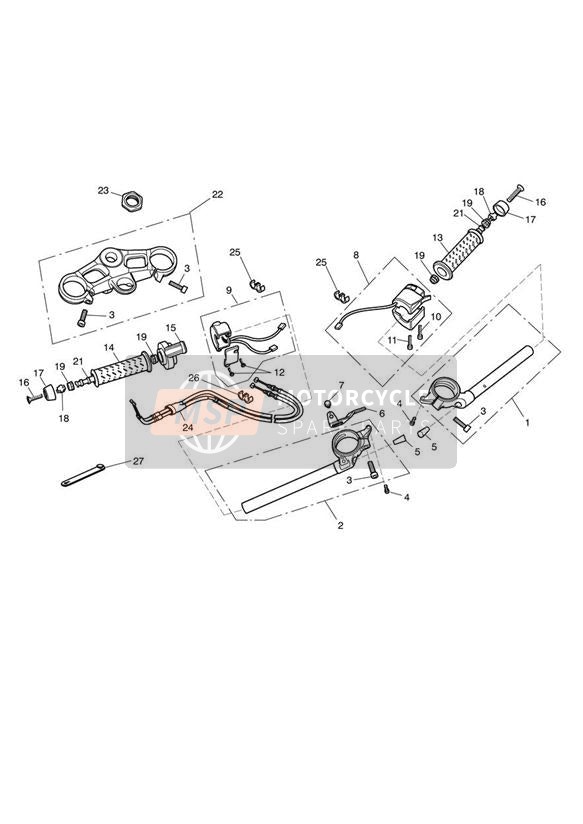 T2040884, Clip, Twin, Speedo, Brake, Triumph, 1