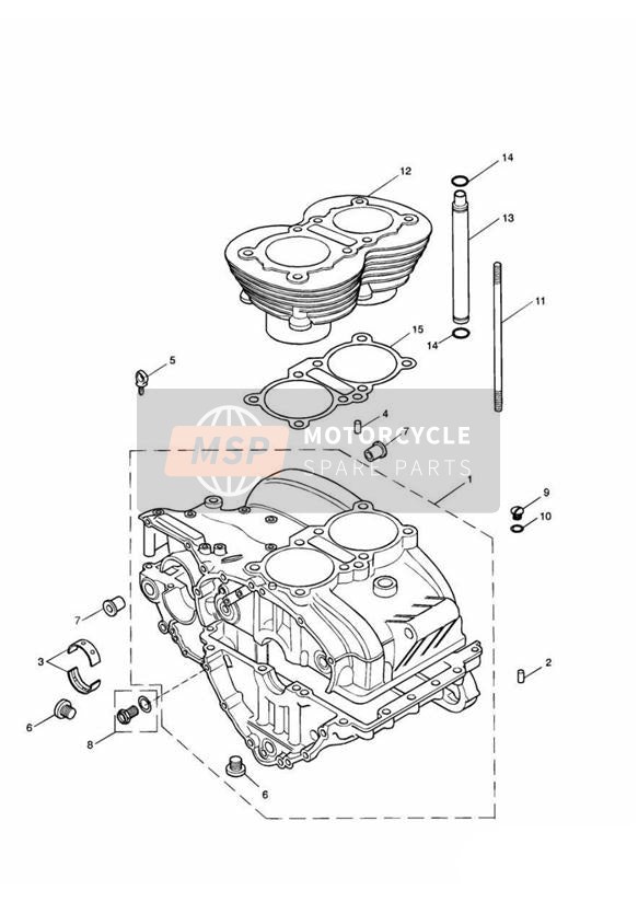 Carter moteur et accessoires jusqu'au moteur No 221608, plus moteurs No 229407 à 230164