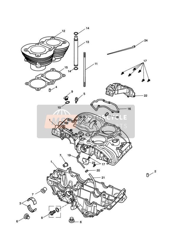 Carter moteur et accessoires à partir du moteur No 221609, sauf moteurs No 229407 à 230164