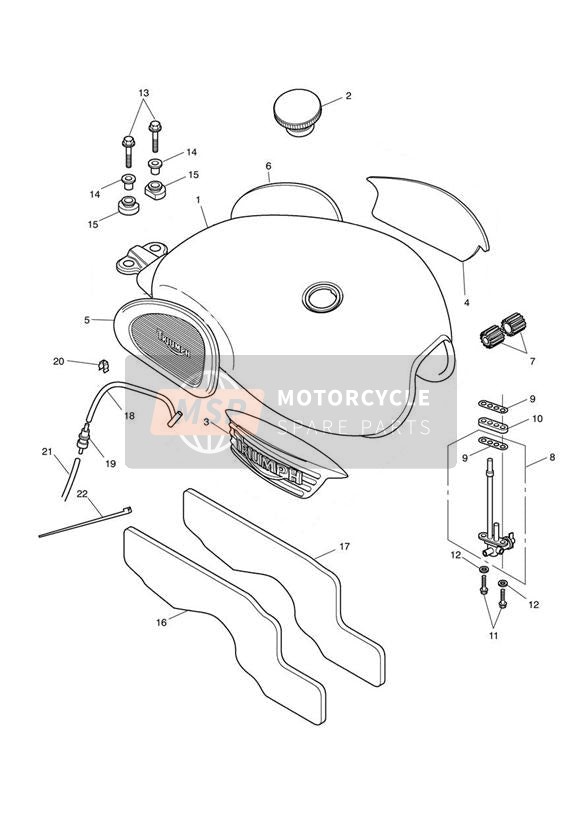 T3700233, Agrafe De Durite De Frein, Triumph, 2