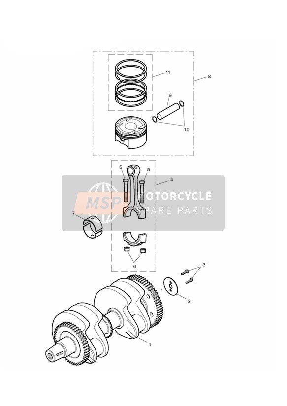Bielles et pistons de vilebrequin