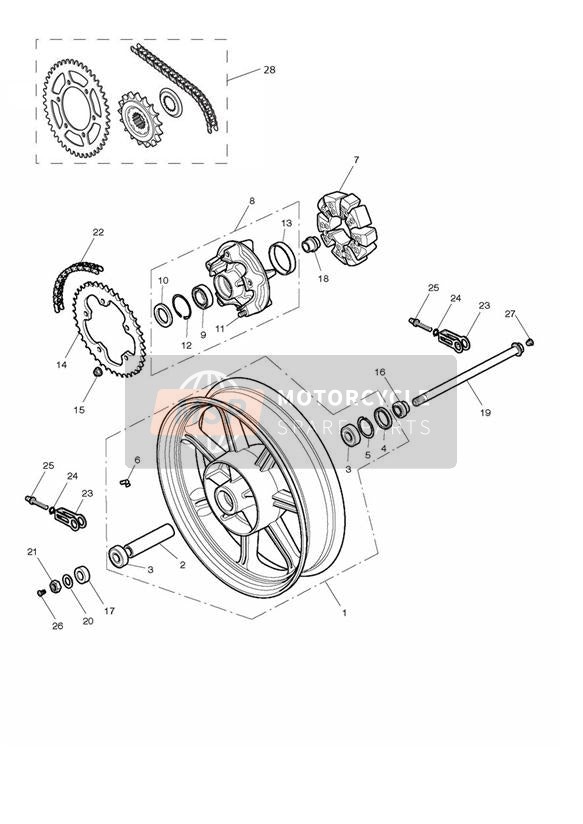 Roue arrière et transmission finale