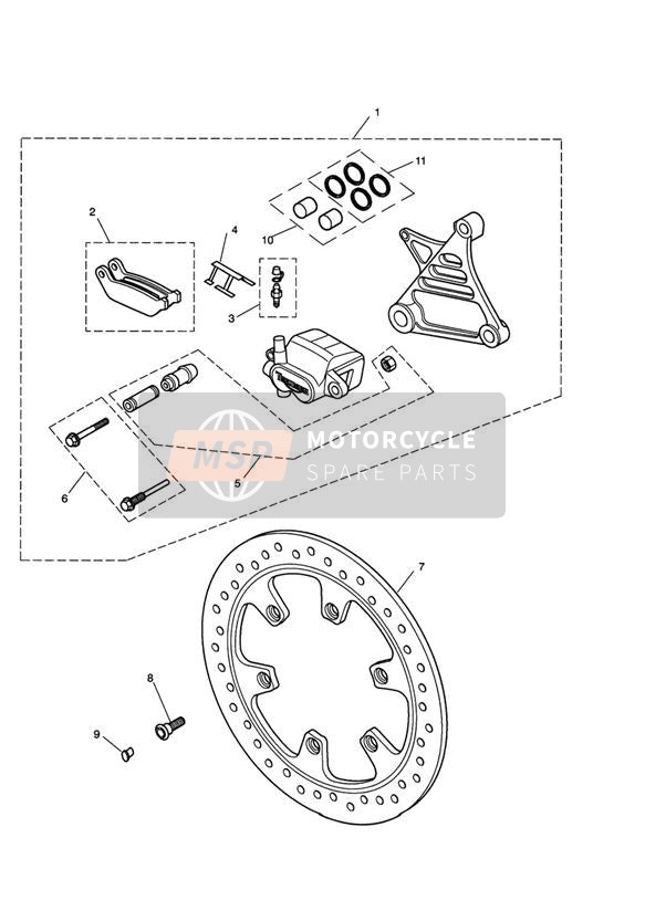 Hinterer Bremssattel und Scheibe
