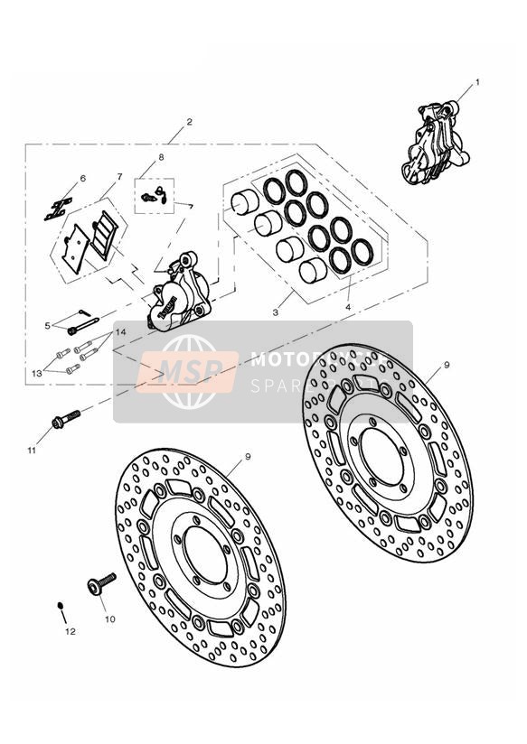 Pinza de freno delantera y discos