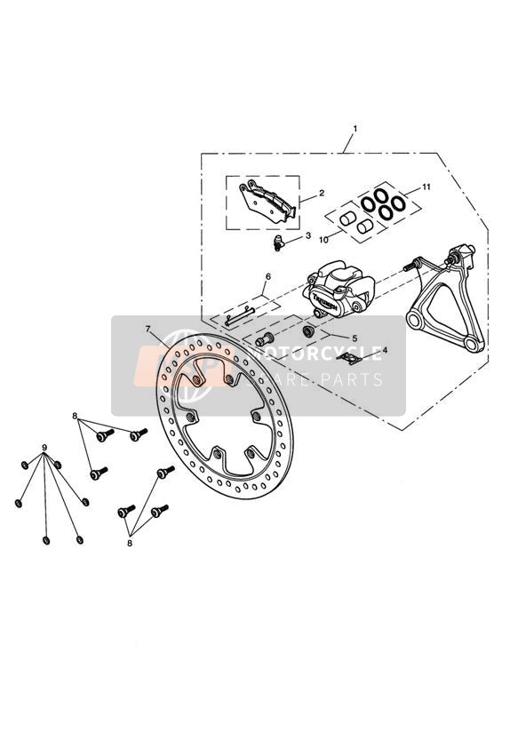 Caliper y Disco de Freno Trasero