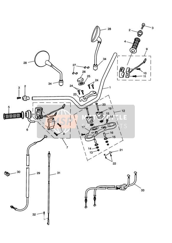 Manillar Top Yoke Cables & Espejos