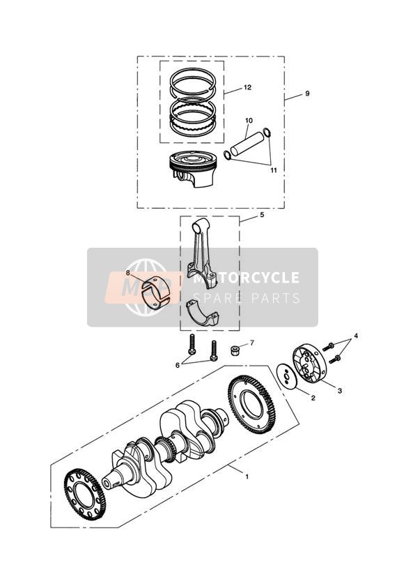 Vilebrequin, bielles et pistons N° de moteur 211133 GT
