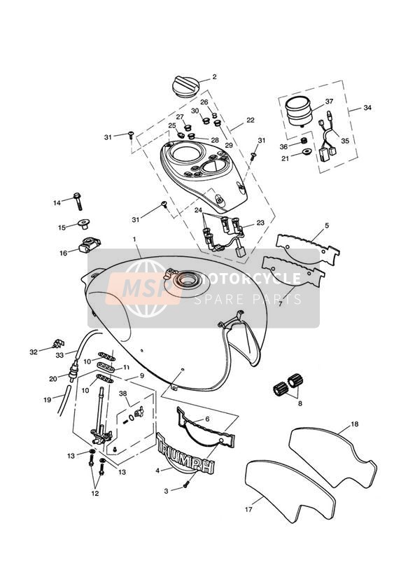 Réservoir de carburant et raccords GT 317246