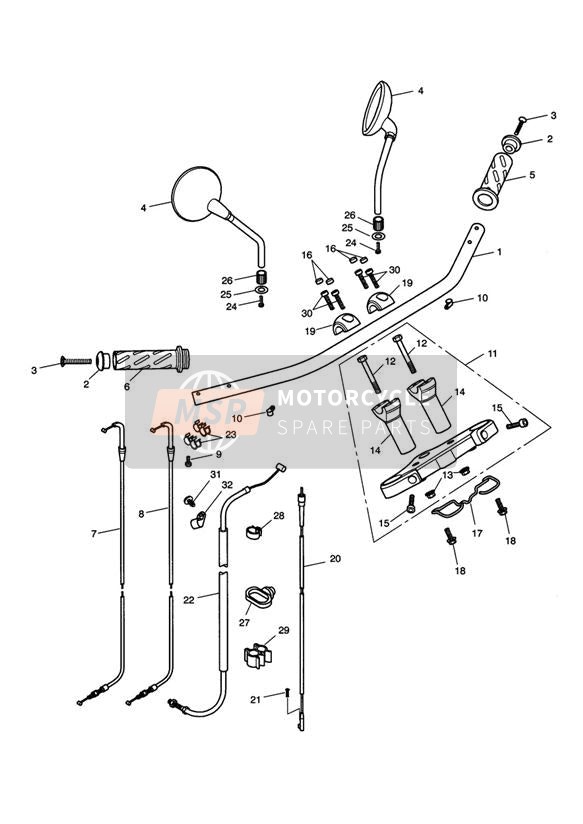 Lenker Oberes Gabelstück Kabel & Spiegel GT 469049
