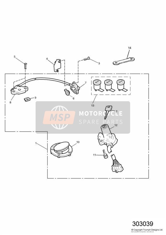 Jeu de serrure et de commutation d'allumage Sprint Executive