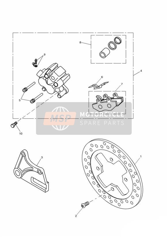 Hintere Bremsscheibe und Bremssattel