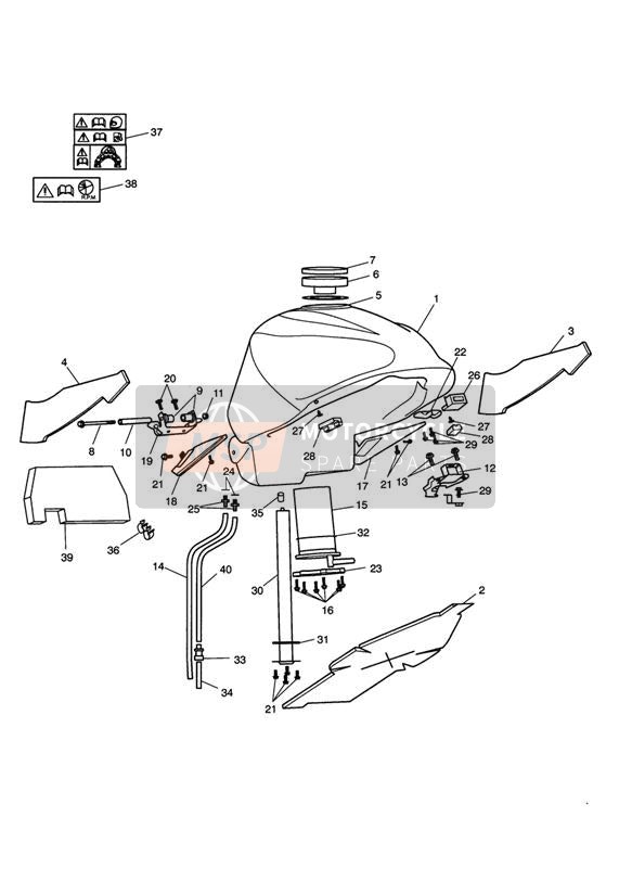 Réservoir de carburant et raccords GT340147 non ABS GT340226 version ABS