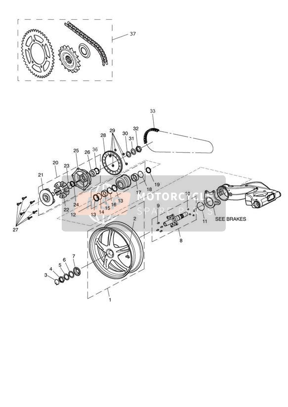 Roue arrière et transmission finale