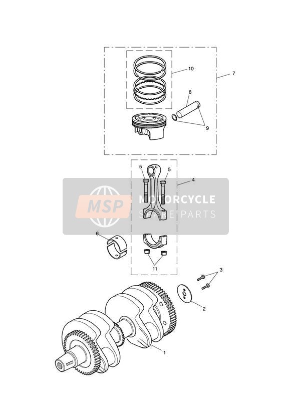 Bielles et pistons de vilebrequin