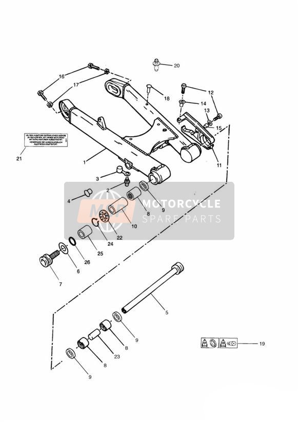 Braccio oscillante 101854 Eccetto 102063 a 102074 inclusi