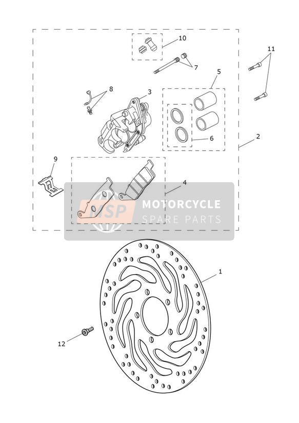 Front Brake Caliper & Disc > 914972 - All Except BR & IN, > 917474 - BR & IN Only