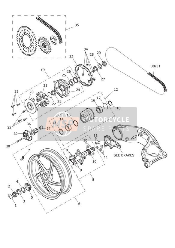 Roue arrière et transmission finale