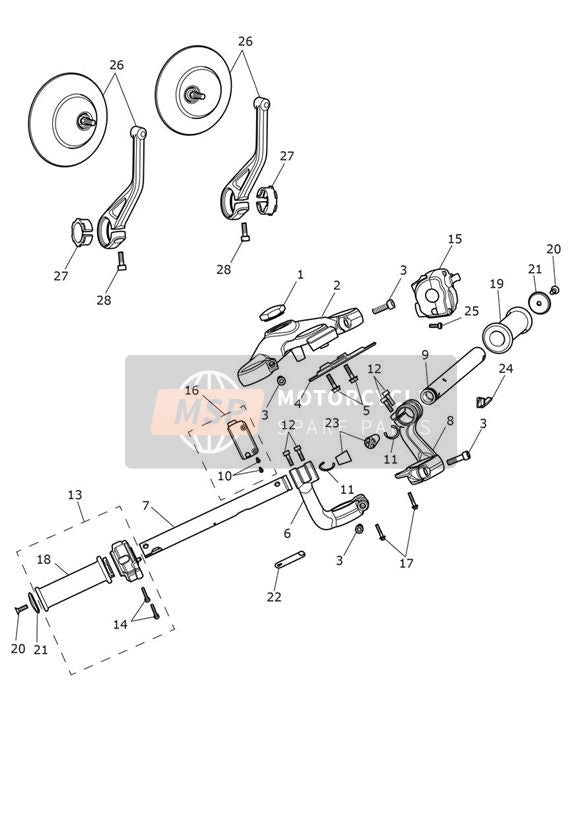 Handlebars, Top Yoke & Mirrors