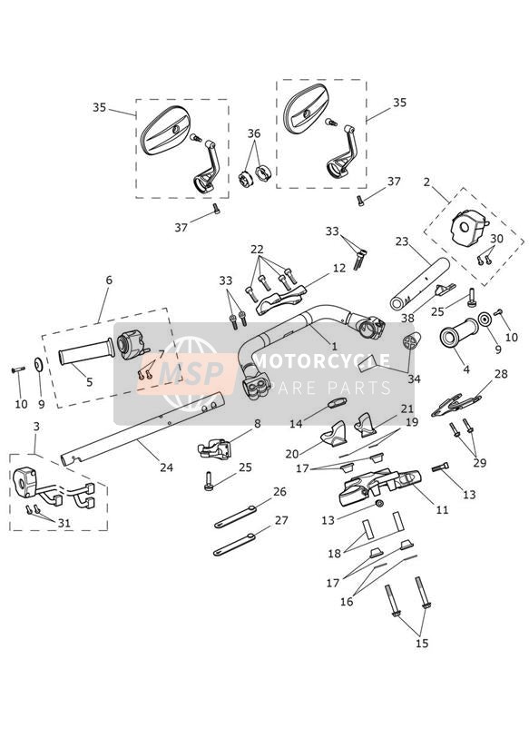 Stuur, Bovenste Kroonplaat En Spiegels - Handlebars, Top Yoke & Mirrors