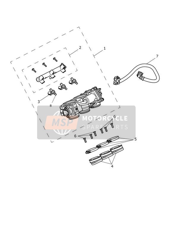 Commandes des gaz, injecteurs et rampe d'alimentation en carburant