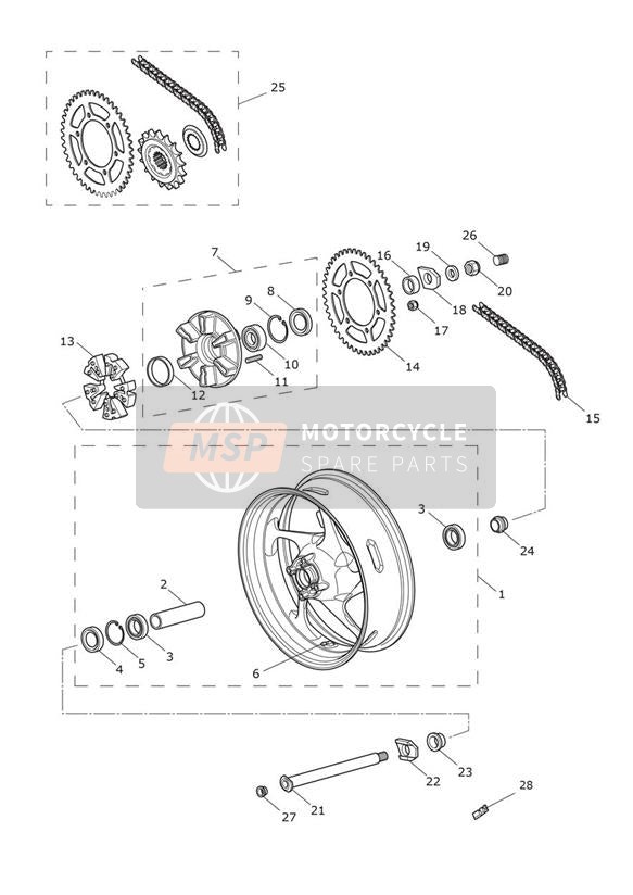 Roue arrière et transmission finale