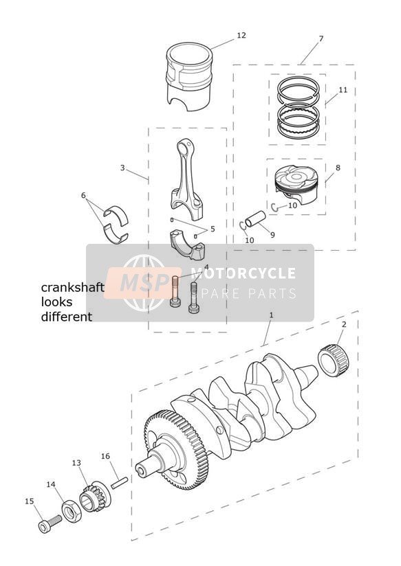 Vilebrequin, bielles, pistons et chemises