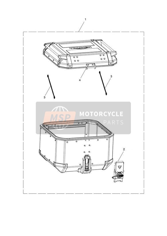 Top case, aluminio, plata, KL
