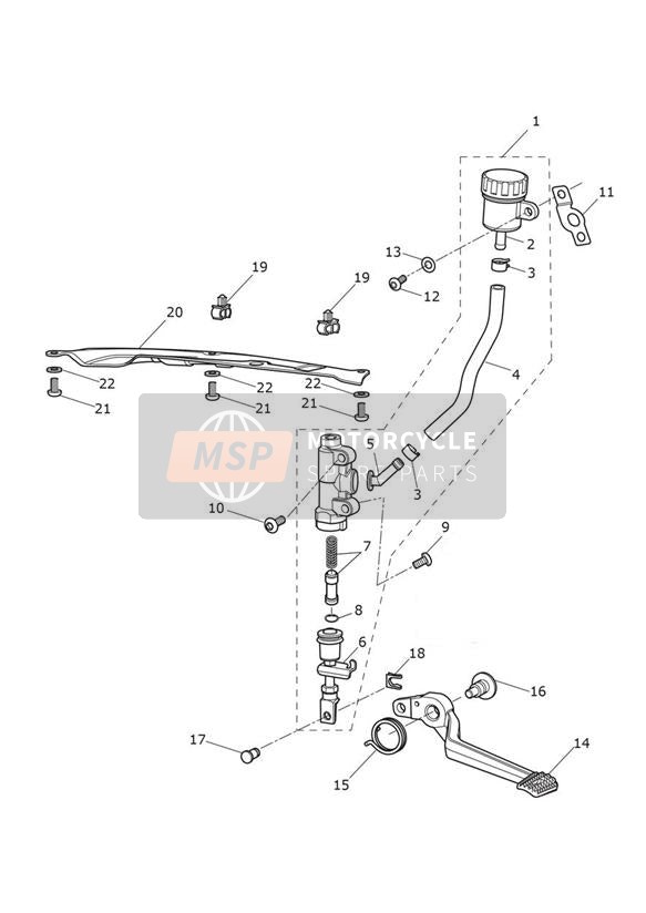 Rear Brake Master Cylinder, Reservoir & Pedal