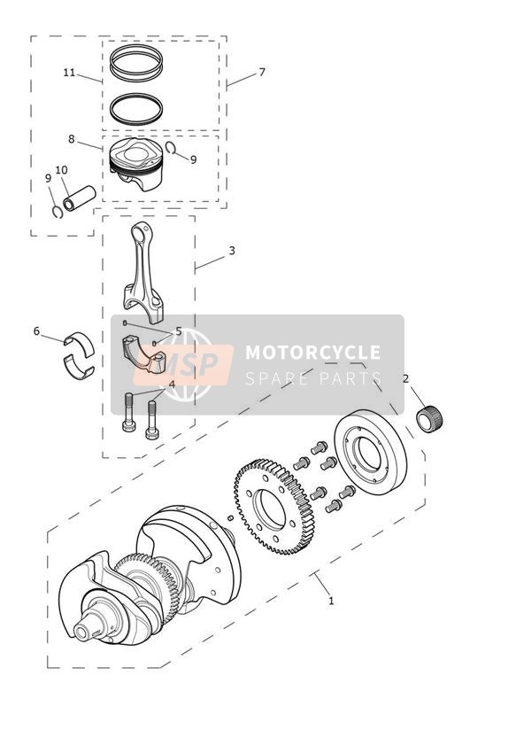 Crankshaft, Connecting Rods & Pistons - 914973 > All Except BR & IN, 917475 > BR & I