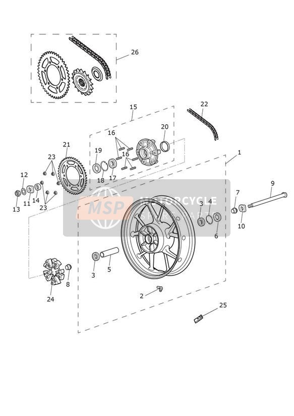 Rear Wheel - 914973 > All Except BR & IN, 917475 > BR & IN Only