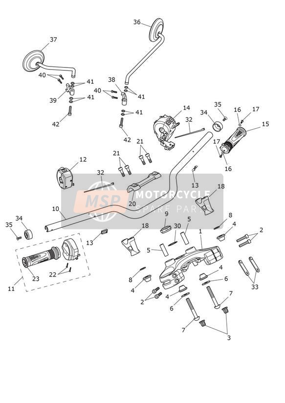 Lenker, Top-Yoke & Spiegel