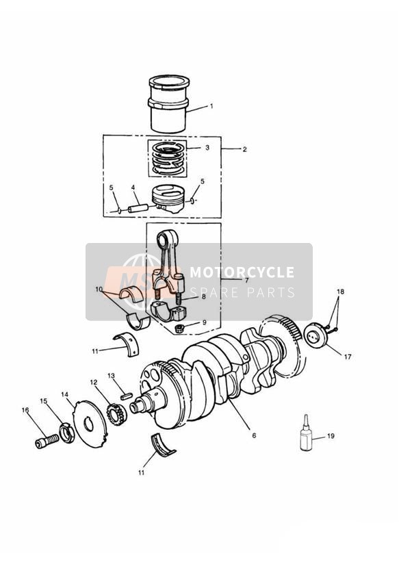 Bielle de vilebrequin, pistons et chemises de cylindre