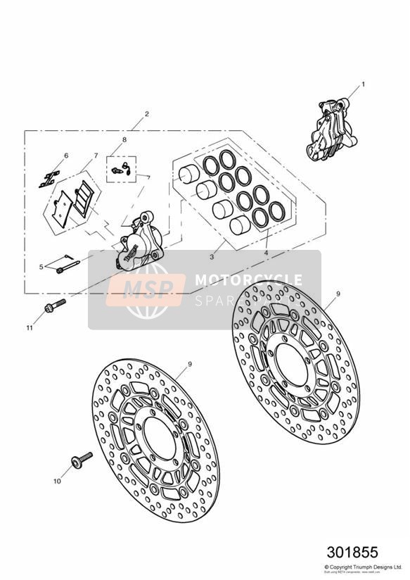 Front Brake Caliper and Disc