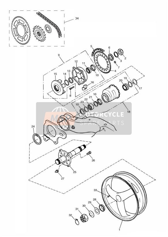 AchterwielEindaandrijving Enkelzijdige swingarm