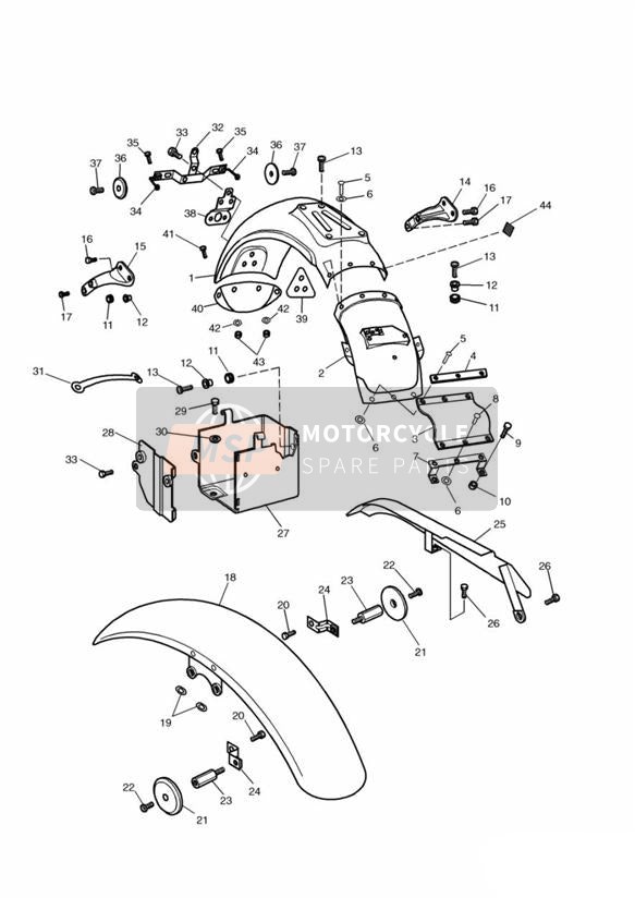 Garde-boue, protège-chaîne, boîte de batterie