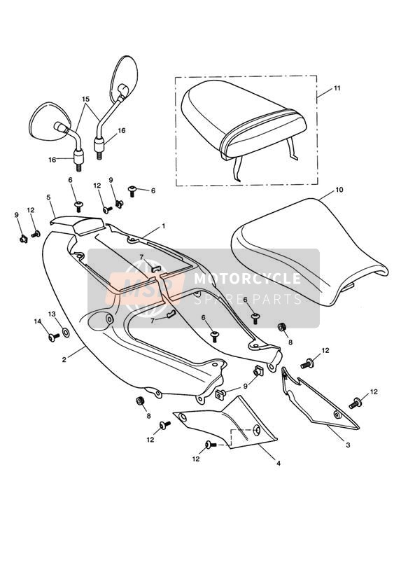 T2300595, Knockback Cover, Mirror, Triumph, 1